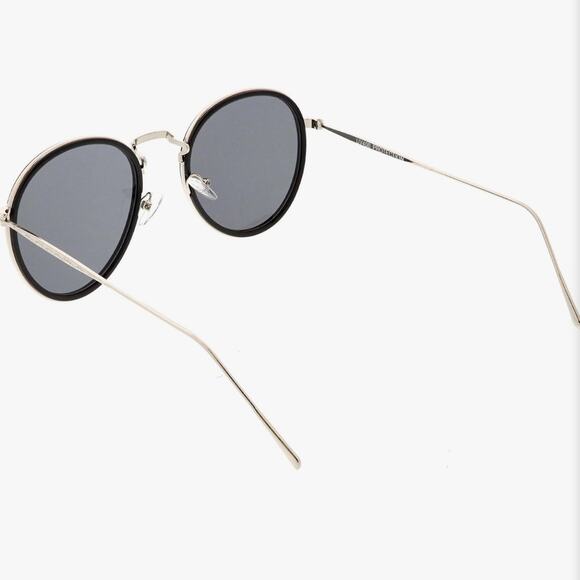 NEW NORDSTROM Black Silver $78 Slim Etch Oversized Metal Sunglasses Sunnies Y2K main image 7